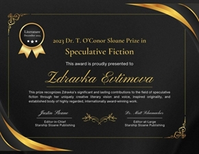 Здравка Евтимова е лауреат на новоучредена награда за фантастика в САЩ 